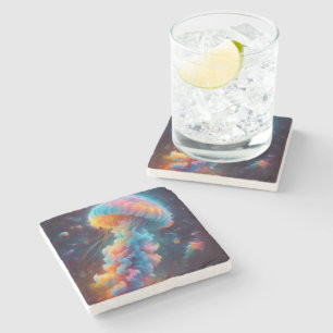 Cosmic Jellyfish Artwork Stone Coaster