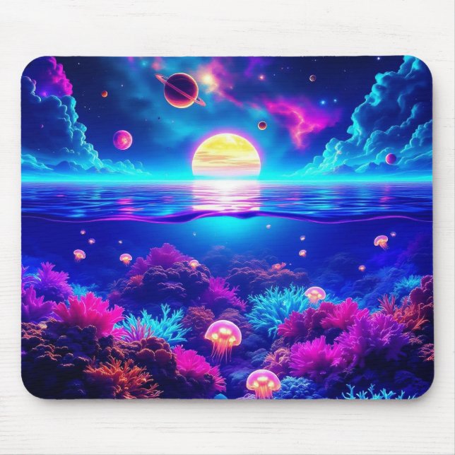 Cosmic Jellyfish Dreamscape Mouse Pad – Underwater (Front)