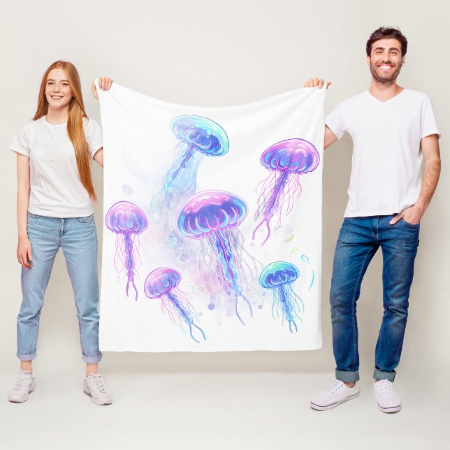 Cosmic Jellyfish Glow Fleece Blanket (In Situ)