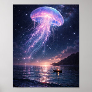 Cosmic Jellyfish Night Sky Poster