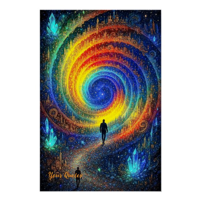 Cosmic Journey Galaxy Rainbow Light Surreal  Poster (Front)