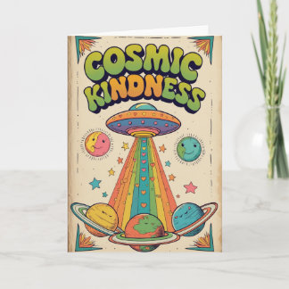 Cosmic Kindness Birthday Card, Cute Space Birthday Card