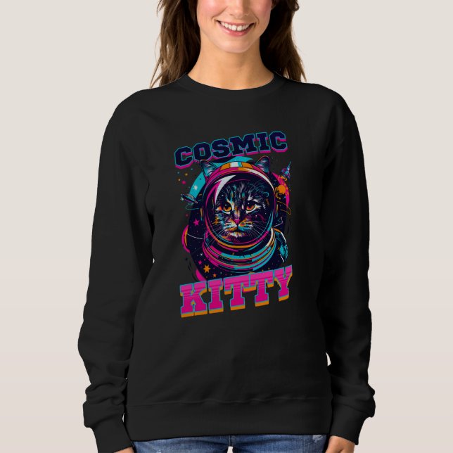 Cosmic Kitty Design Cat Astronaut Sweatshirt (Front)