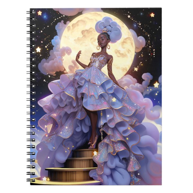 Cosmic Lady African American Fantasy Art Notebook (Front)