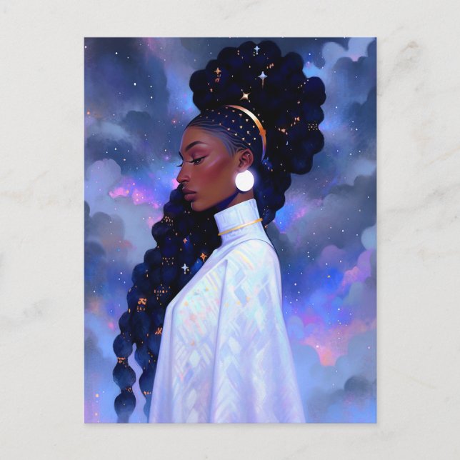 Cosmic Lady African American Fantasy Art Postcard (Front)