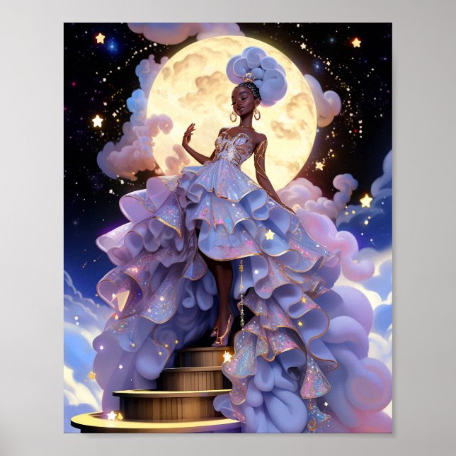 Cosmic Lady African American Fantasy Art Poster (Front)