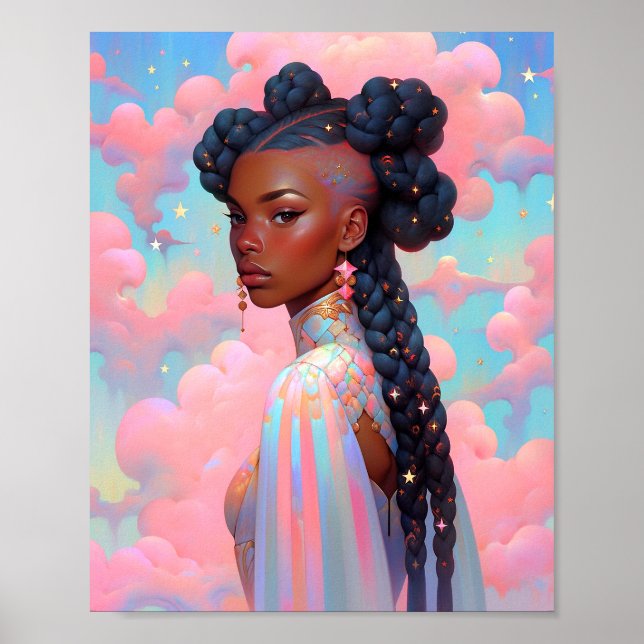 Cosmic Lady African American Fantasy Art Poster (Front)
