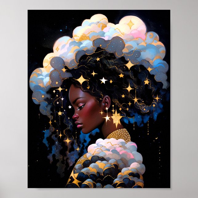 Cosmic Lady African American Fantasy Art Poster (Front)