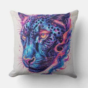 Cosmic Leopard Portrait With Mystical Effect Cushion