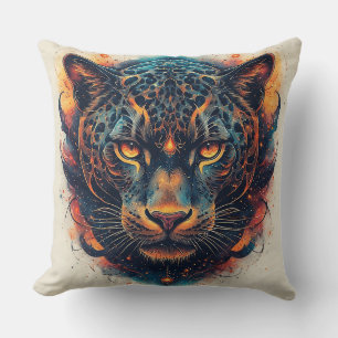 Cosmic Leopard Portrait With Mystical Effect Cushion