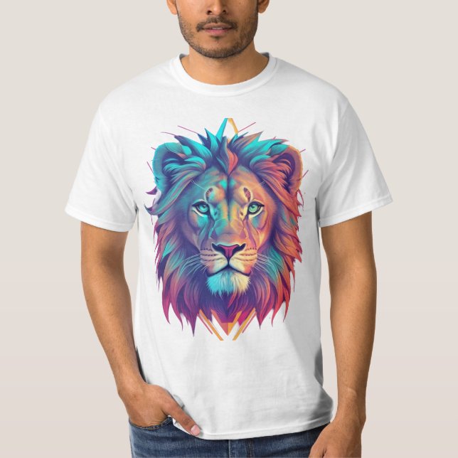 Cosmic Lion Geometric T-Shirt Design (Front)