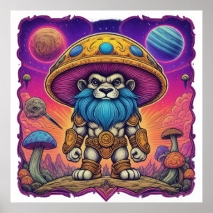 Cosmic Lion Warrior Poster