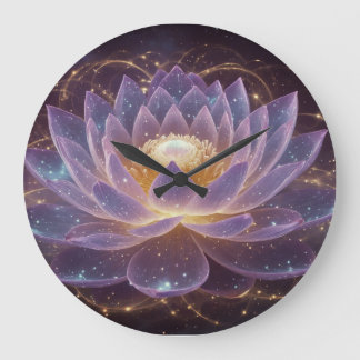 Cosmic Lotus: A Starlit Glimmer Large Clock