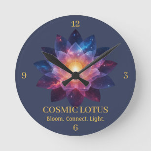 Cosmic Lotus Flower - Galaxy Bloom Energy Round Clock