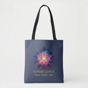 Cosmic Lotus Flower   Galaxy Bloom Energy Tote Bag