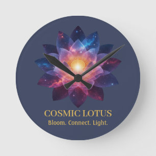 Cosmic Lotus Flower   Galaxy Bloom (NO NUMBERS) Round Clock