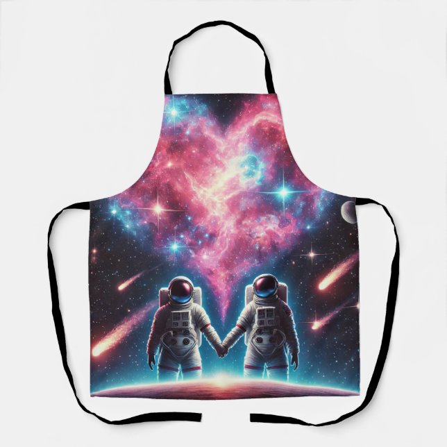 Cosmic Love Astronaut Apron - All-Over Print Apron (Front)