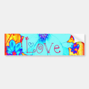 Cosmic Love Psychedelic Flower Bumper Sticker