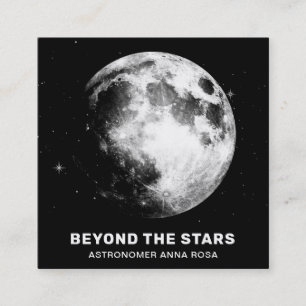 *~*  Cosmic Luna Stars Full  MOON Lunar Astronomer Square Business Card