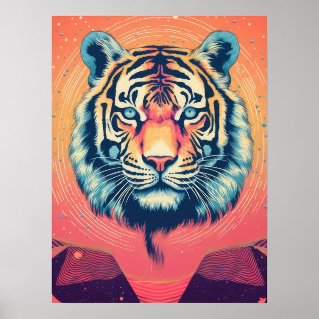 Cosmic Majesty: The Radiant Tiger Poster (Front)