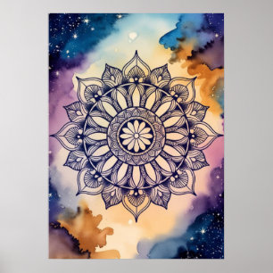 Cosmic Mandala Art – Celestial & Spiritual Design Poster