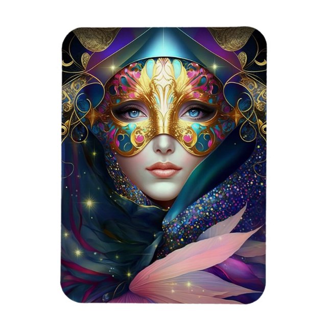 Cosmic Masked Goddess Queen Fantasy Art Magnet (Vertical)