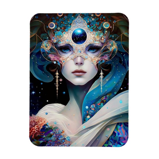 Cosmic Masked Goddess Queen Fantasy Art Magnet (Vertical)