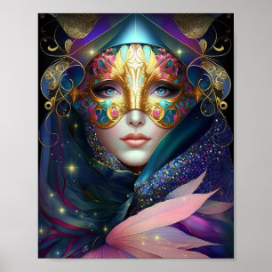 Cosmic Masked Goddess Queen Fantasy Art Poster