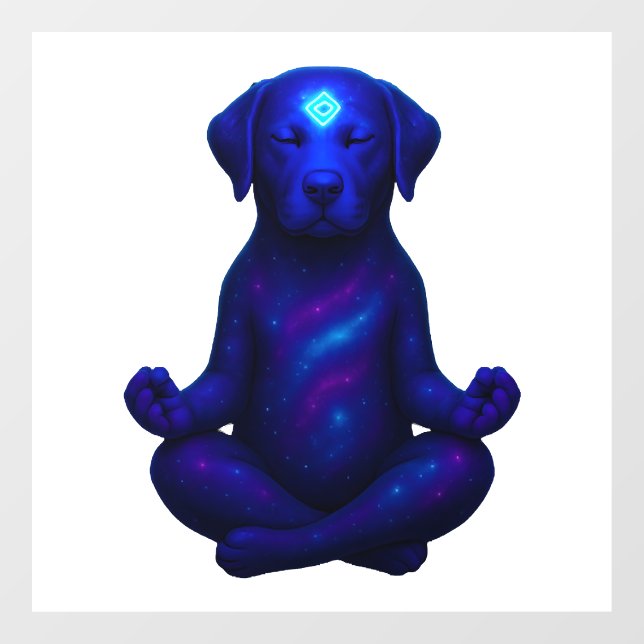 Cosmic Meditating Dog with Glowing Third Eye Hi Window Cling (Sheet)
