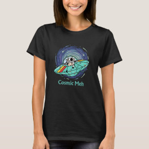Cosmic Meh, Bored Lazy Cow in Spaceship T-Shirt