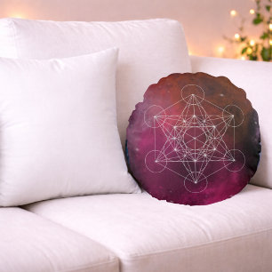 Cosmic Metatron Sacred Geometry Round Cushion