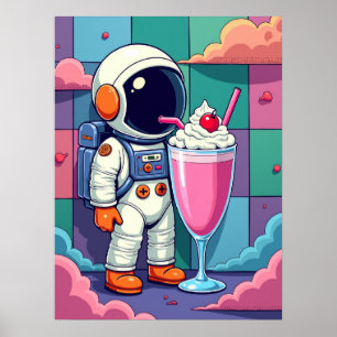Cosmic Milkshake – Retro Pop Art Astronaut Poster