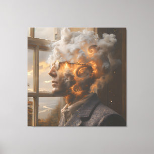 Cosmic Mind Dissolving Head Portrait Canvas Print