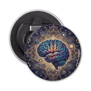 Cosmic Mind Mandala – Abstract Brain Art Bottle Opener