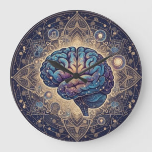 Cosmic Mind Mandala – Abstract Brain Art Large Clock