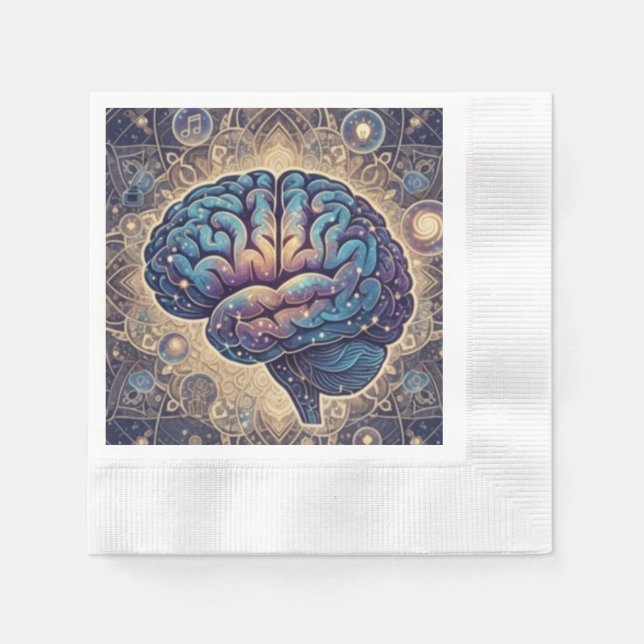 Cosmic Mind Mandala – Abstract Brain Art Napkin (Front)