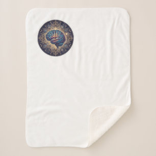 Cosmic Mind Mandala – Abstract Brain Art Sherpa Blanket