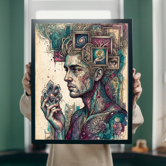 Cosmic Mind Surrealist Crystal Galaxy Wall Art