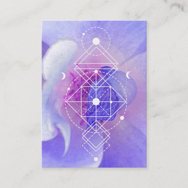 *~* Cosmic Moon Blue Rose Sacred Geometry Business Card (Front)