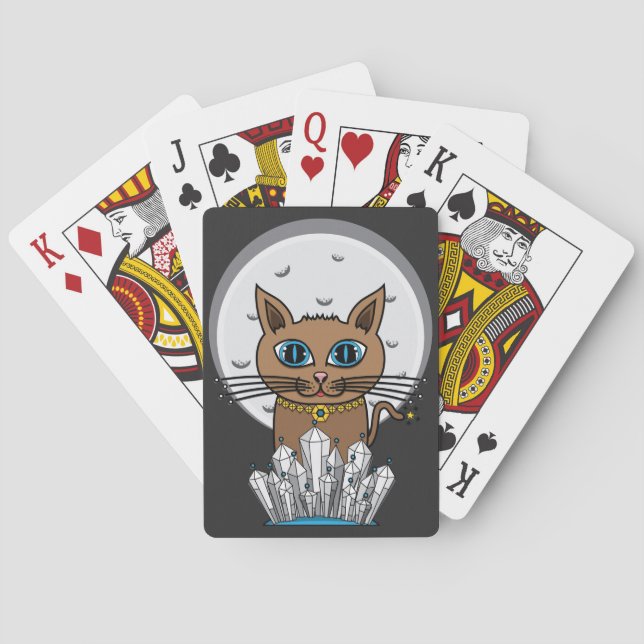 Cosmic Moon Cat - Blue - Card Deck (Back)