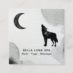*~* Cosmic Moon Howling Wolf Lunar Shaman Square Business Card