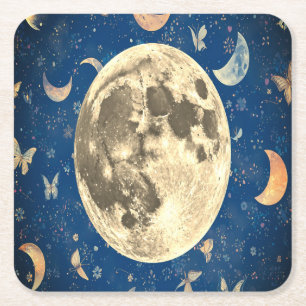 Cosmic Moon Phase Paper Coaster Set