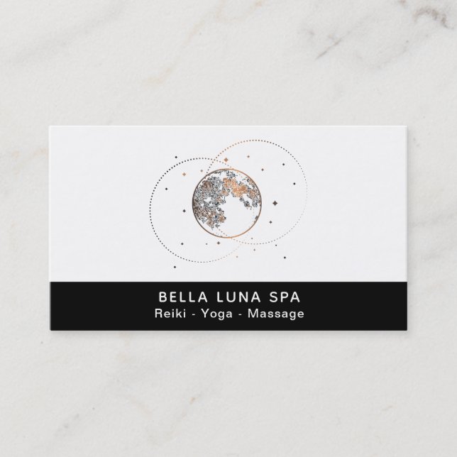 *~* Cosmic Moon Rings Universe Lunar Shaman Stars Business Card (Front)
