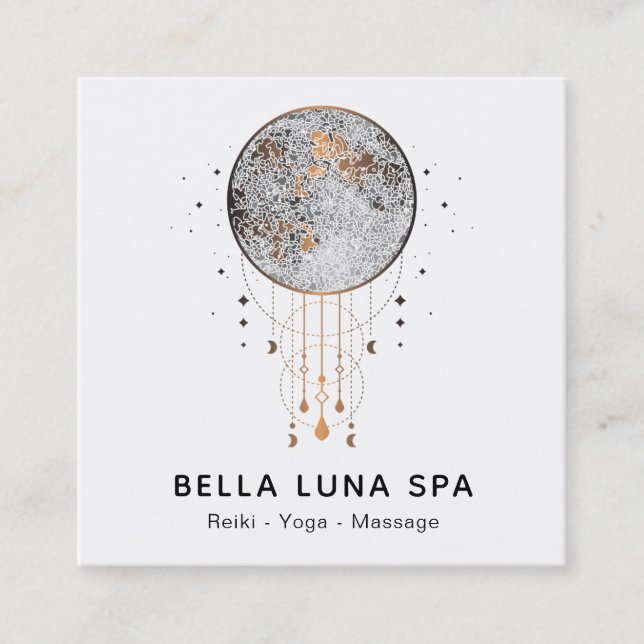 *~* Cosmic Moon Shaman Lunar Universe Square Business Card (Front)