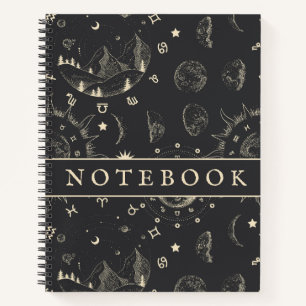 Cosmic Moon Stars Astrological Zodiac Notebook