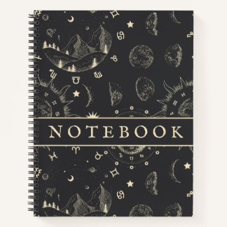 Cosmic Moon Stars Astrological Zodiac Notebook