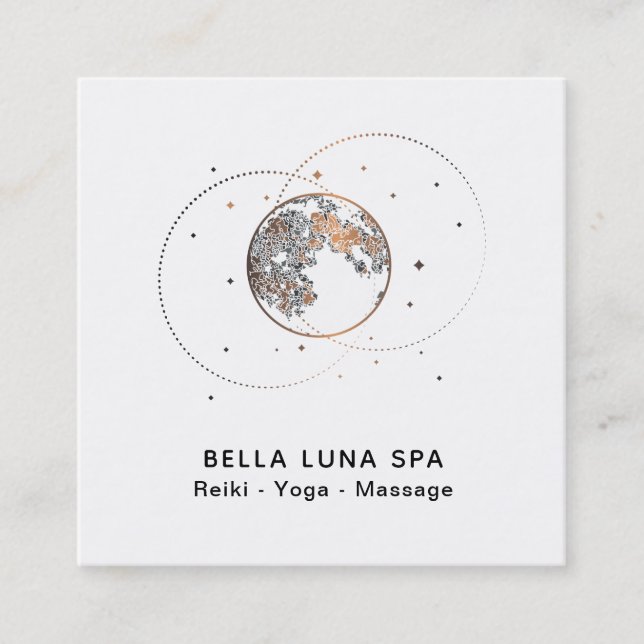 *~* Cosmic Moon Stars Universe Lunar Shaman Square Business Card (Front)