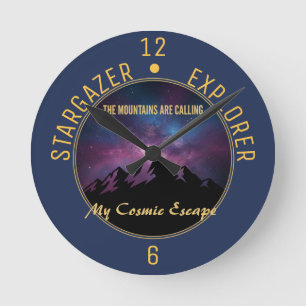 Cosmic Mountain Calling Round Clock