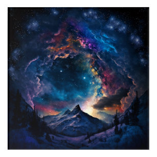 Cosmic Mountain Space Landscape Acrylic Print