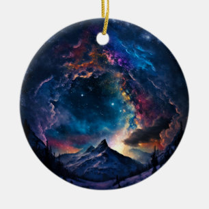 Cosmic Mountain Space Landscape Ceramic Tree Decoration